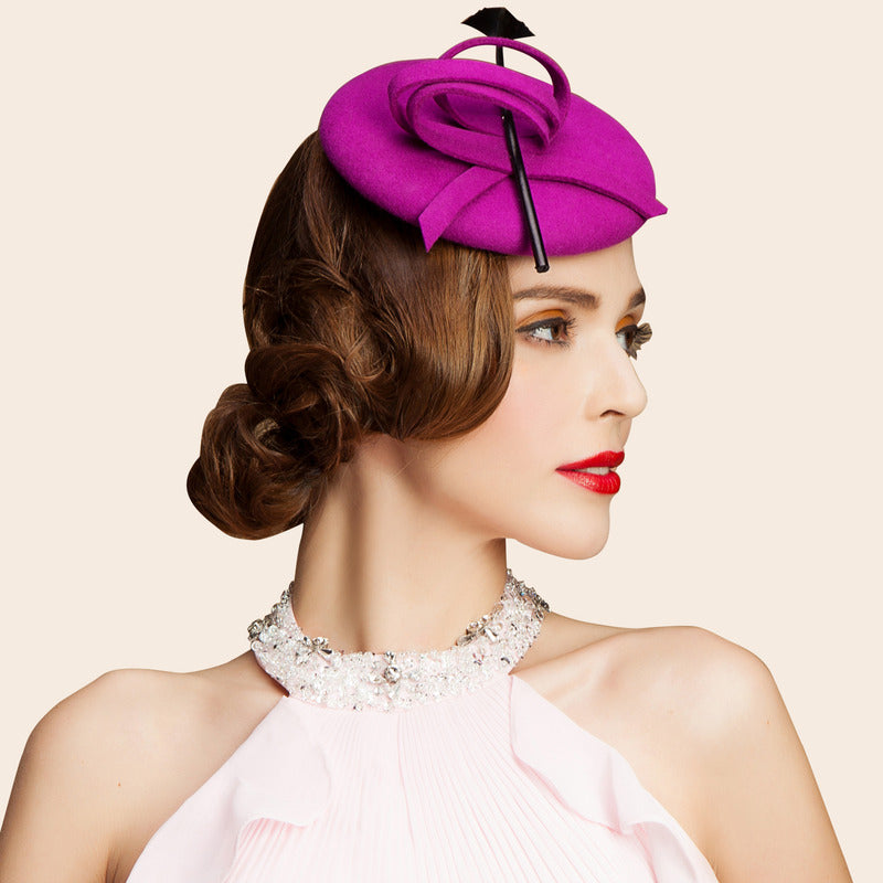 Women's Wool With Faux Feather Cocktail Kentucky Derby Pillbox Hats Fascinators With Clip