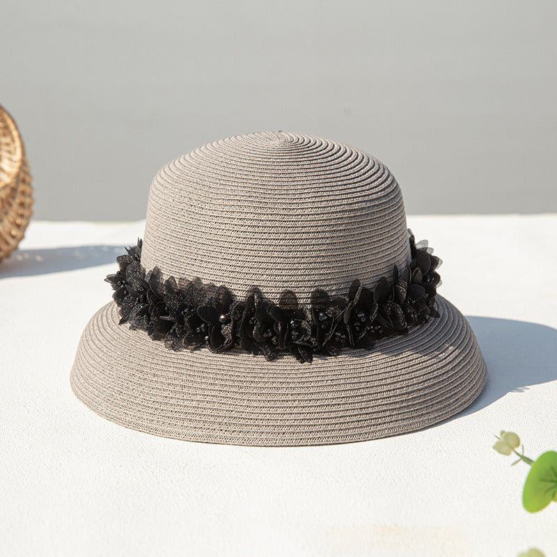 Women's Classic Summer Flower Raffia Straw Holiday Tea Party