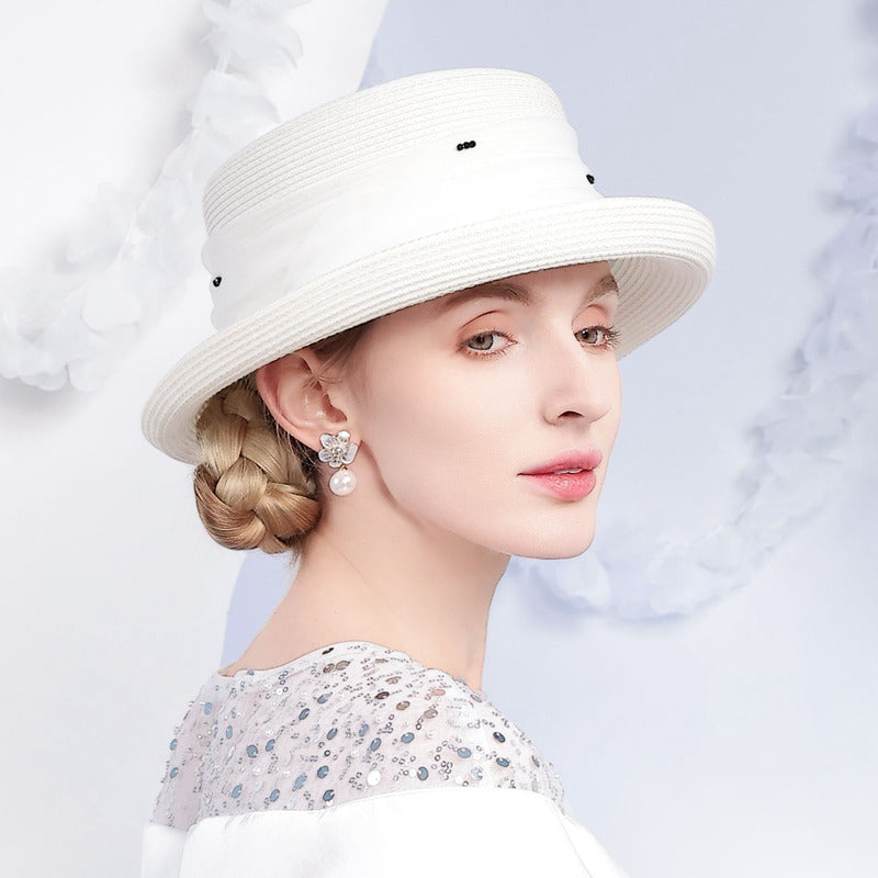 Women's Elegant Beading Polyester Kentucky Derby Royal Ascot Sun Hats