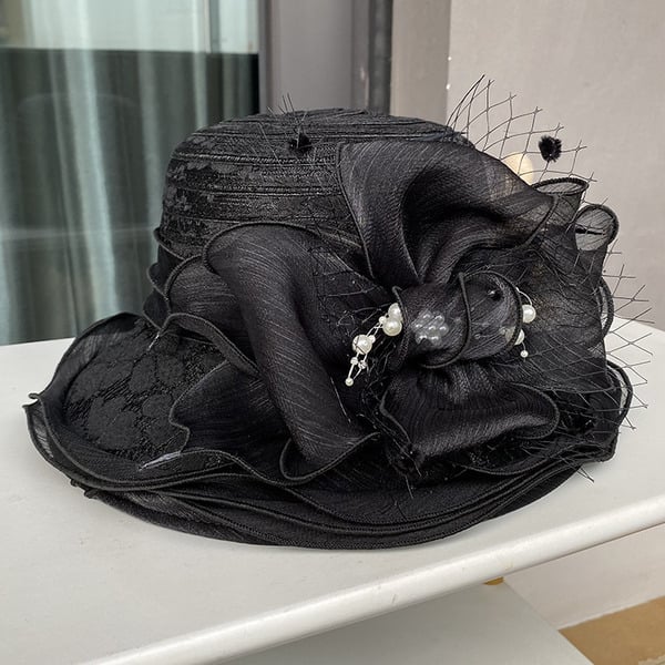 Women's Lace Polyester With Flower Pearl Kentucky Derby Church Hats