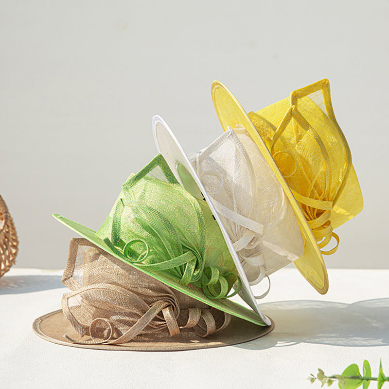 Women's Flat Brim Bow Sinamay Kentucky Derby Church Hats