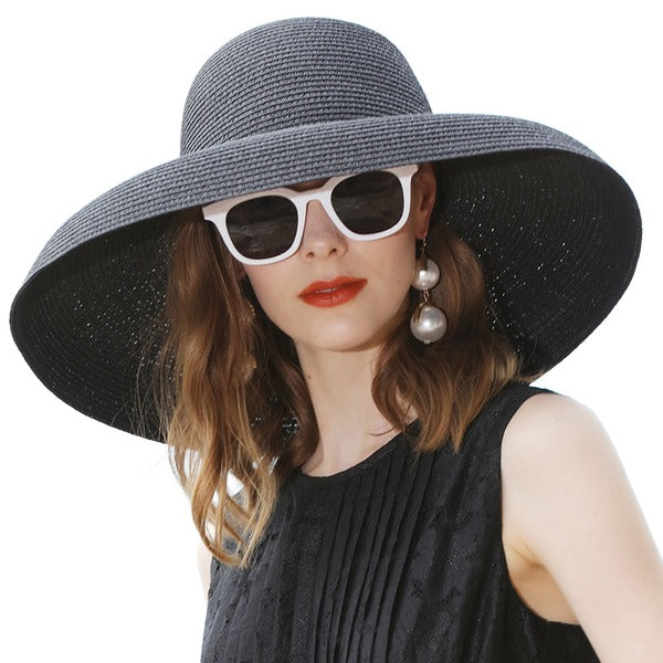 Black Wide Brim Summer Holiday Straw Kentucky Derby Hat