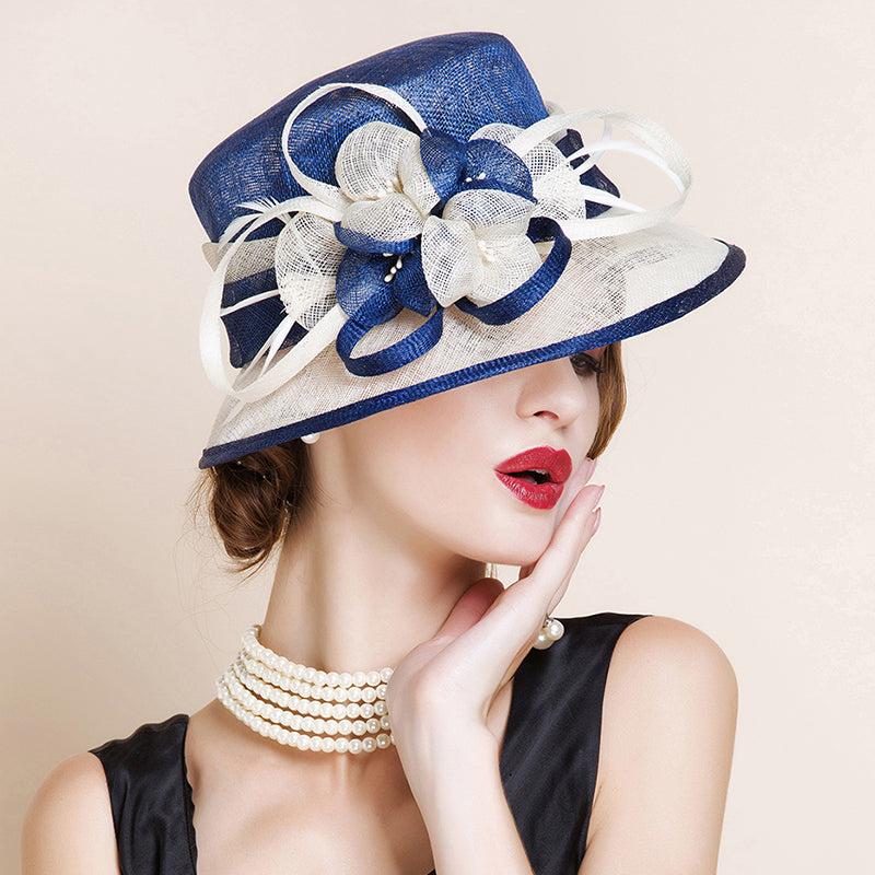 Flower Feather Sinamay Kentucky Derby Hat