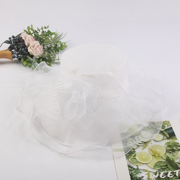 Women's Wide Brim Polyester Mesh With Flower Kentucky Derby Church Hats
