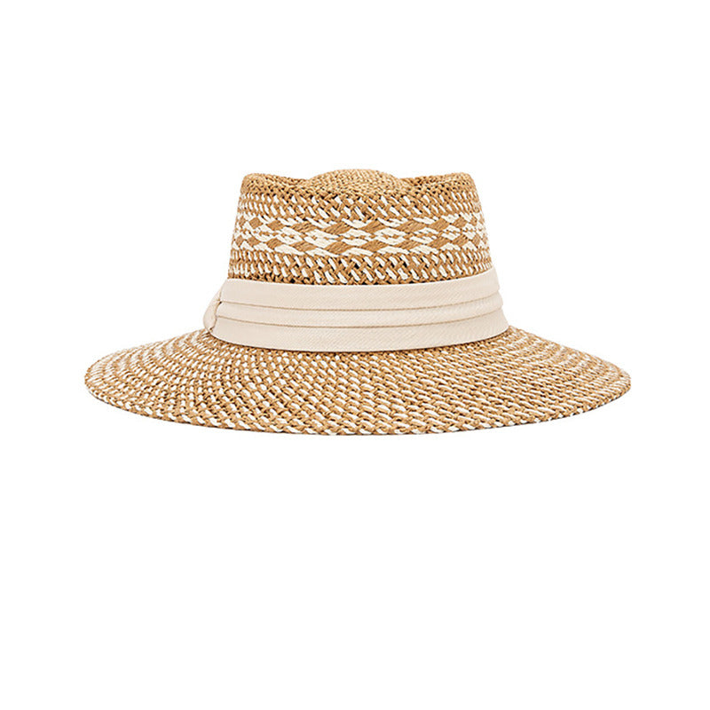Boho Flat Brim Summer Ribbons Band Straw Outdoor Holiday