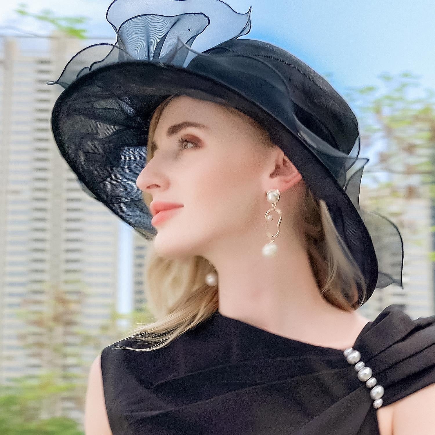 Wide Brim Organza Kentucky Derby Hat