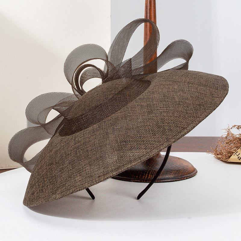 Women's Bow Sinamay Kentucky Derby Saucer Hats Fascinators With Headband - Black