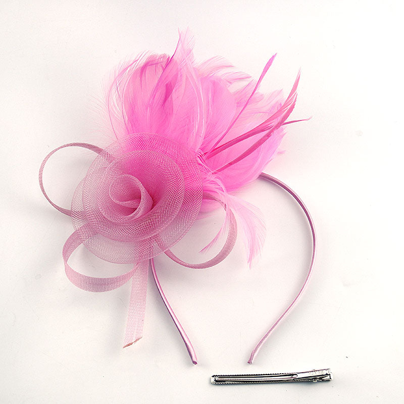 Women's Elegant Faux Feather Flower Mesh Tea Party Fascinators With Clip Headband