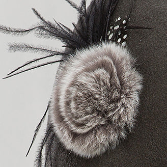 Faux Feather Wool Beret Hat