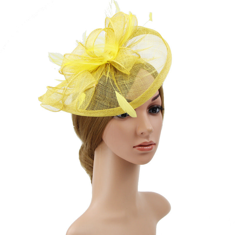 Women's Vintage Faux Feather Twist Bow Sinamay Tea Party Fascinators With Clip Headband