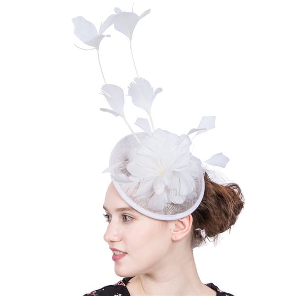 Women's Sinamay With Faux Feather Flower Kentucky Derby Saucer Hats Fascinators With Clip