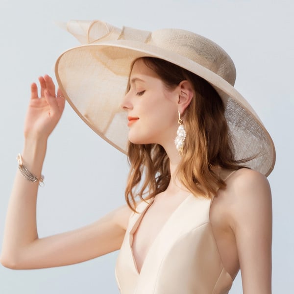 Women's Wide Brim Sinamay With Bowknot Rhinestone Kentucky Derby Church Hats
