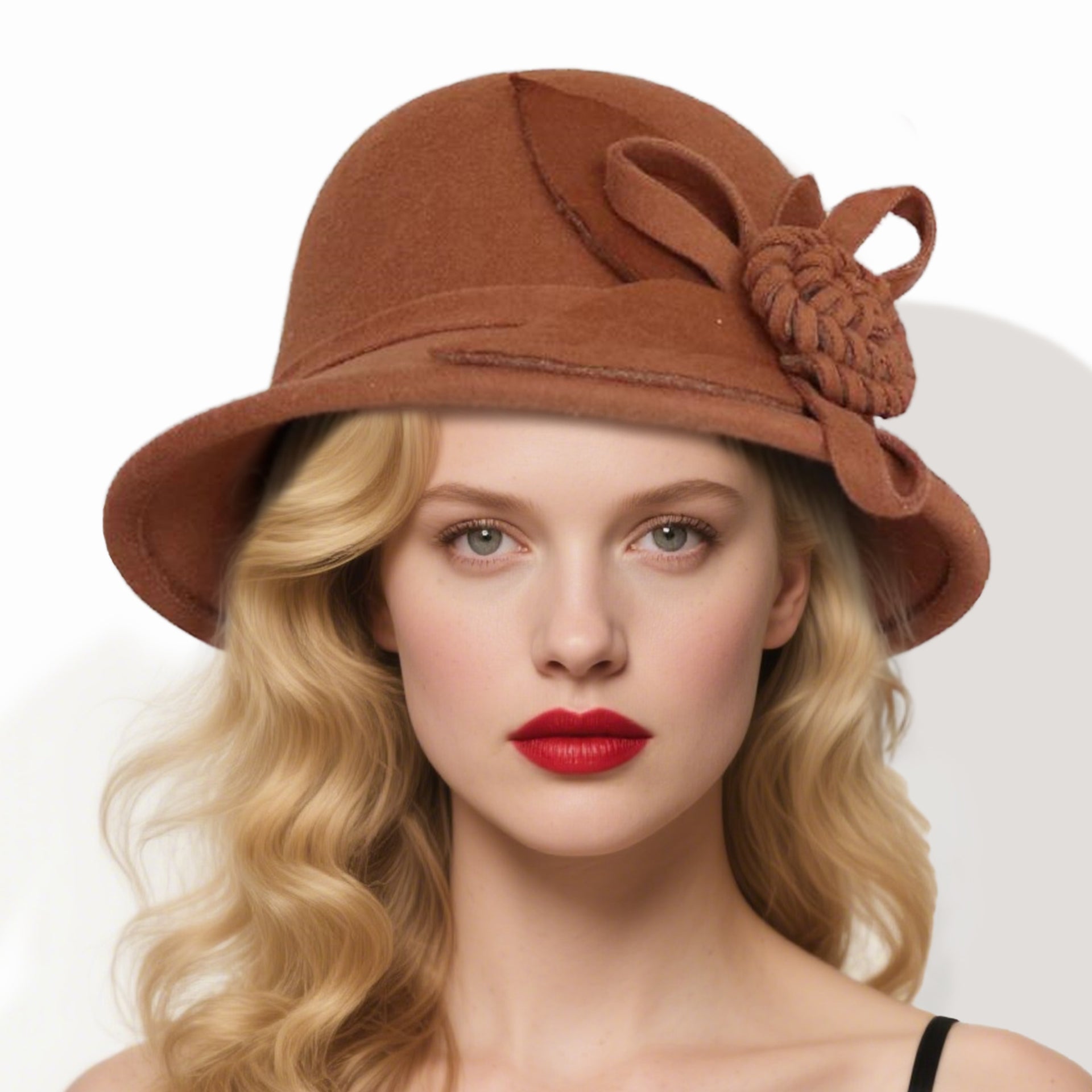 Women's Elegant Winter Felt With Flower Cocktail Bowler Hats Church Hats