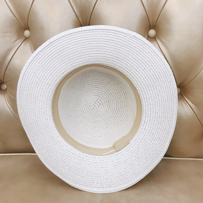 Women's Summer Straw With Pearl Holiday Sun Hats Boater