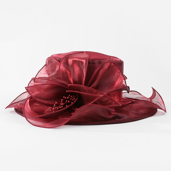Women's Wide Brim Organza With Flower Kentucky Derby Church Hats