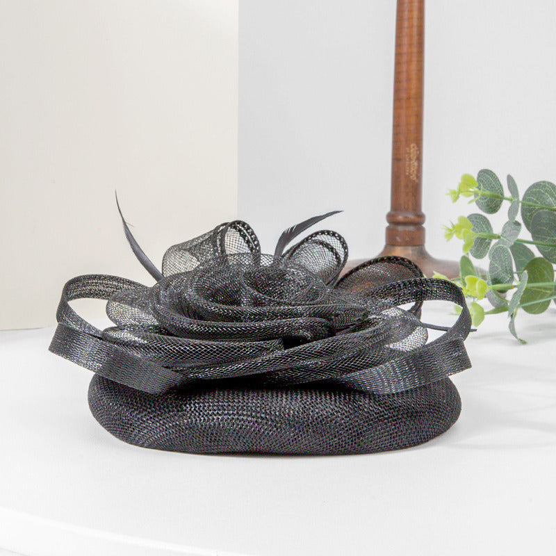 Women's Faux Feather Flower Faux Sinamay Kentucky Derby Pillbox Hats Fascinators With Clip Headband