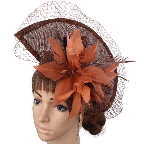 Women's Sinamay Kentucky Derby Saucer Hats Fascinators With Clip - rose