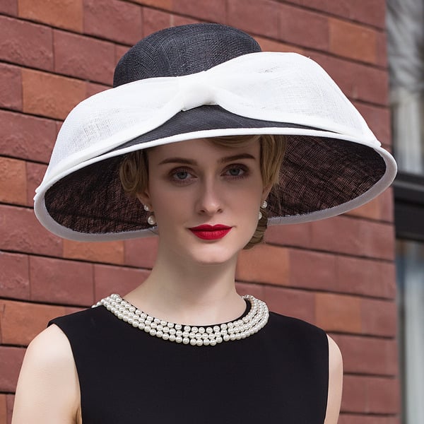 Women's Wide Brim Sinamay With Bowknot Kentucky Derby Church Hats