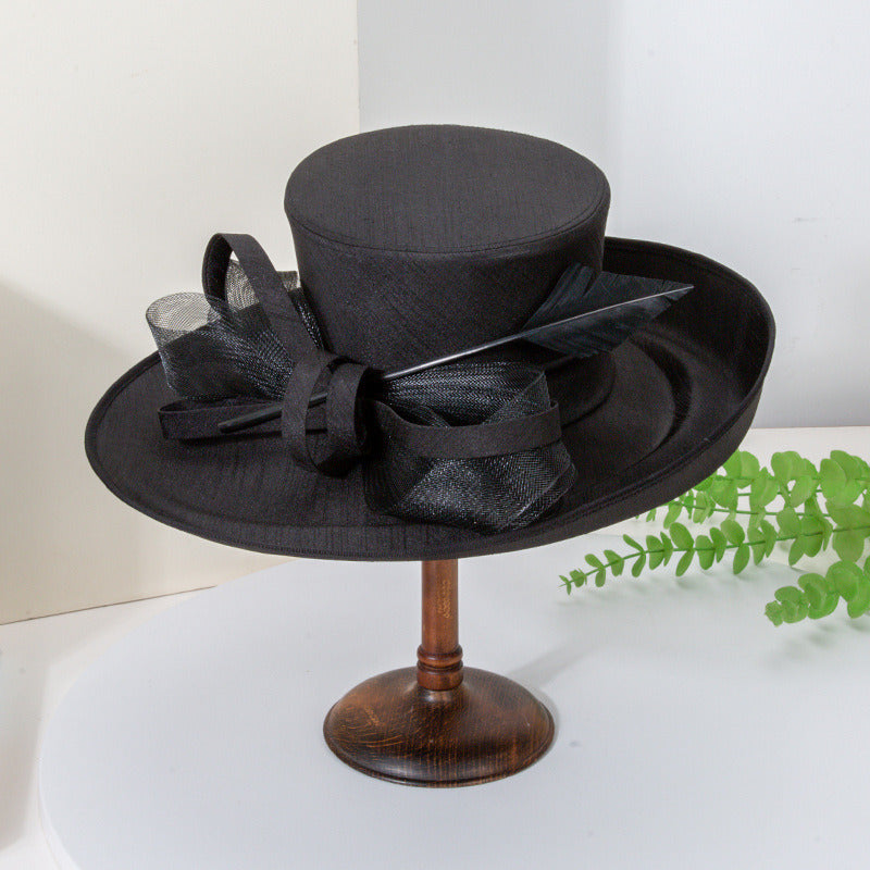 Women's Flip Brim Faux Feather Bow Kentucky Derby Church Hats