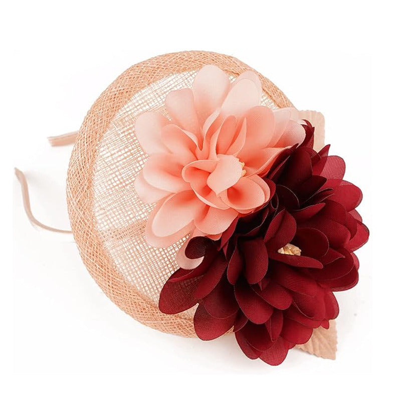 Women's Vintage Silk Flower Flax Tea Party Fascinators With Clip Headband