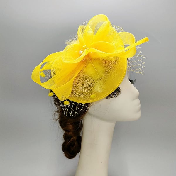 Women's Mesh With Faux Feather Pearl Tulle Kentucky Derby Fascinators With Clip