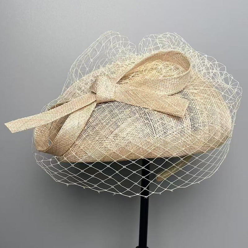 Women's Classic Bow Veil Sinamay Wedding Guest Kentucky Derby Fascinator With Headband