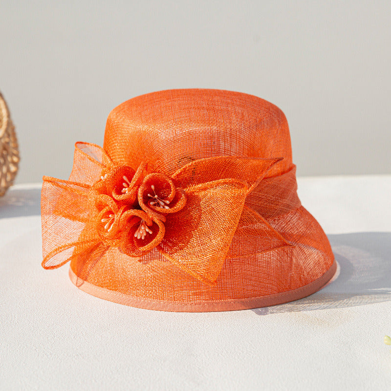 Women's Flower Sinamay Kentucky Derby Church Hats - Orange