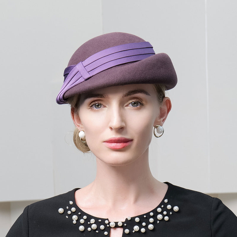 Women's Classic Winter Wool With Ribbons Special Occasion Bowler Hats