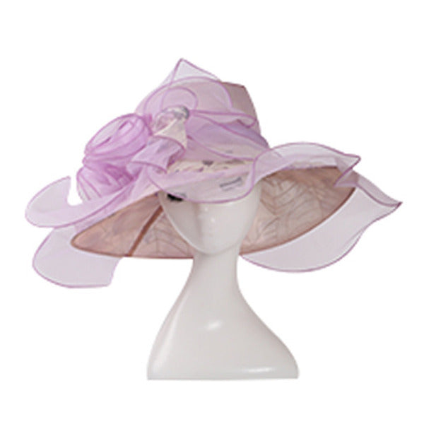 Women's Wide Brim Organza With Flower Kentucky Derby Church Hats #6