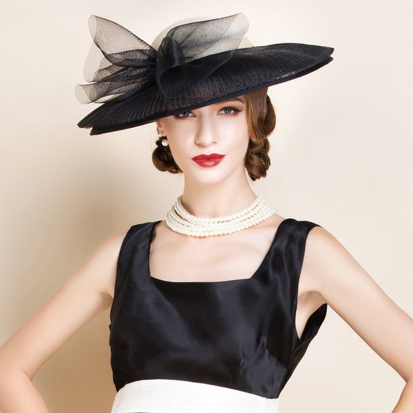 Women's Wide Brim Sinamay With Bowknot Kentucky Derby Church Hats #4