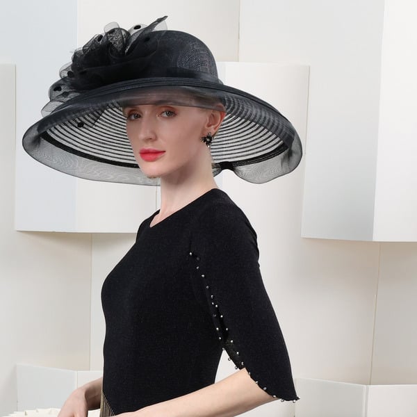 Women's Wide Brim Tulle Sinamay Kentucky Derby Church Hats