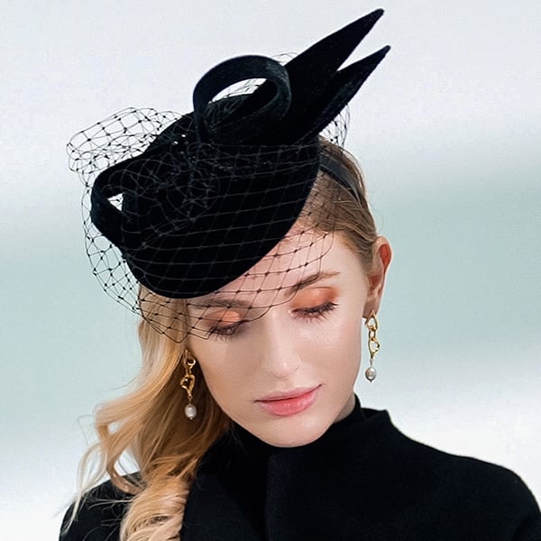 Women's Wool With Bowknot Veil Kentucky Derby Pillbox Hats Fascinators With Clip