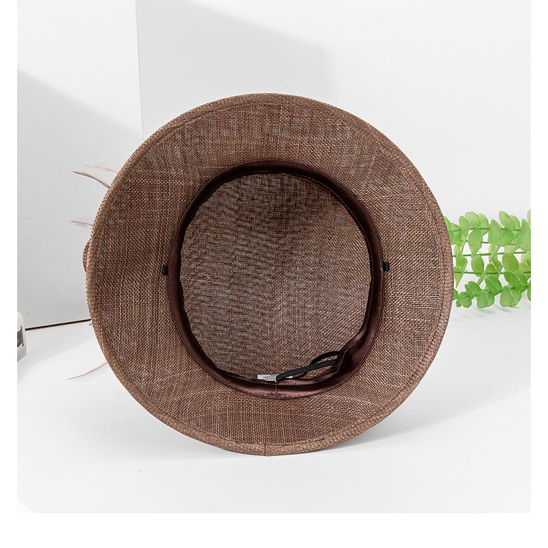 Women's Faux Feather Flower Pearl Sinamay Kentucky Derby Church Hats