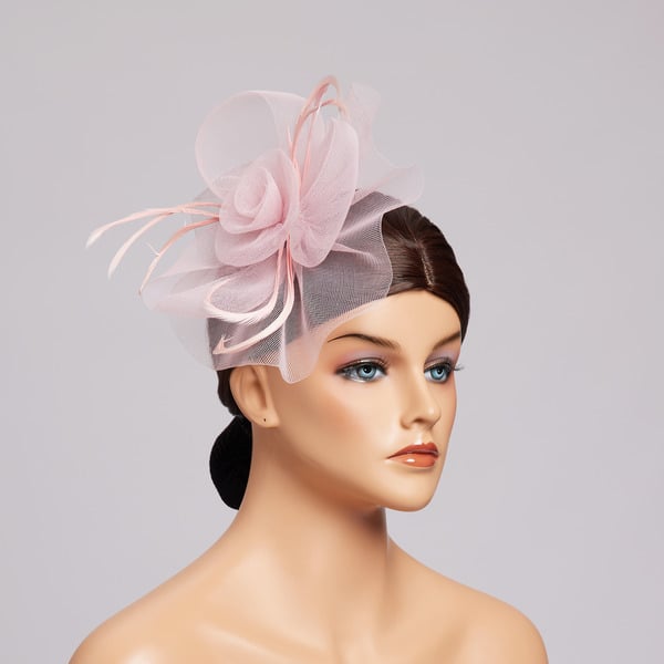 Women's Mesh With Faux Feather Flower Kentucky Derby Fascinators With Clip - light pink