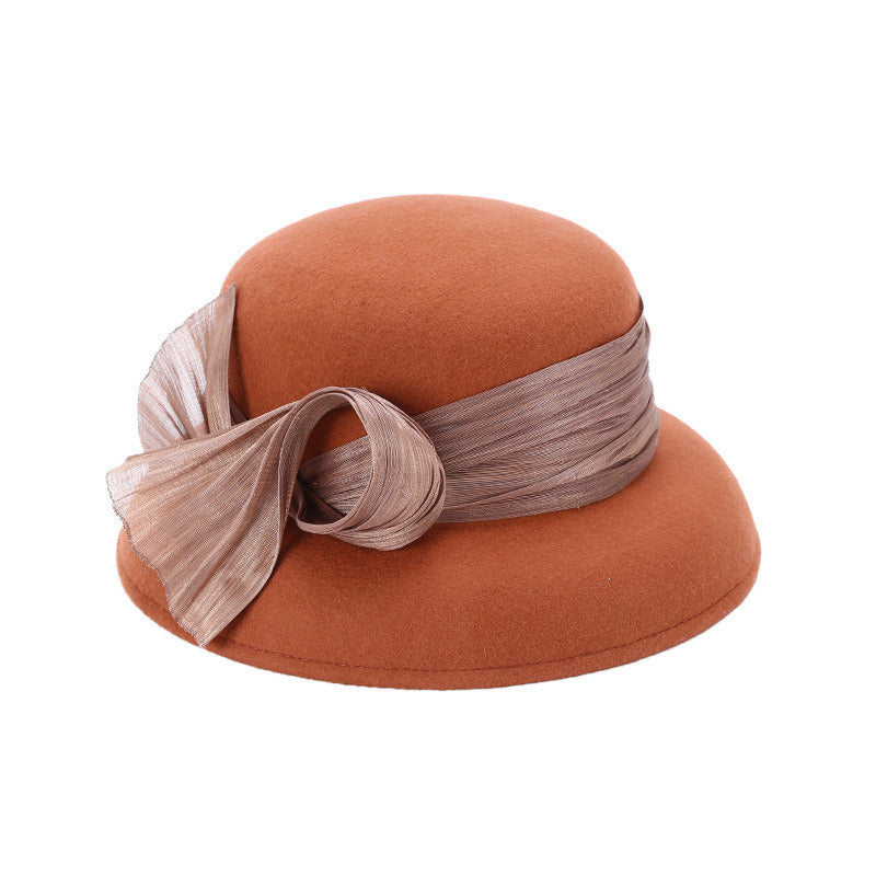 Women Classic Winter Silkabaca Wool Wedding Tea Party Bowler Hats