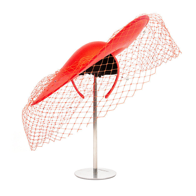 Women's Rhinestone Veil Kentucky Derby Saucer Hats Fascinators With Headband