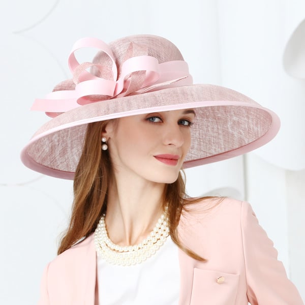 Women's Wide Brim Sinamay With Bowknot Ribbons Kentucky Derby Church Hats