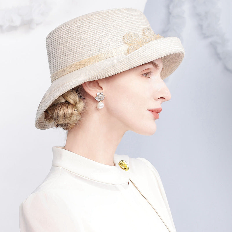 Women's Flip Brim Summer Beading Polypropylene Holiday Sun Hats