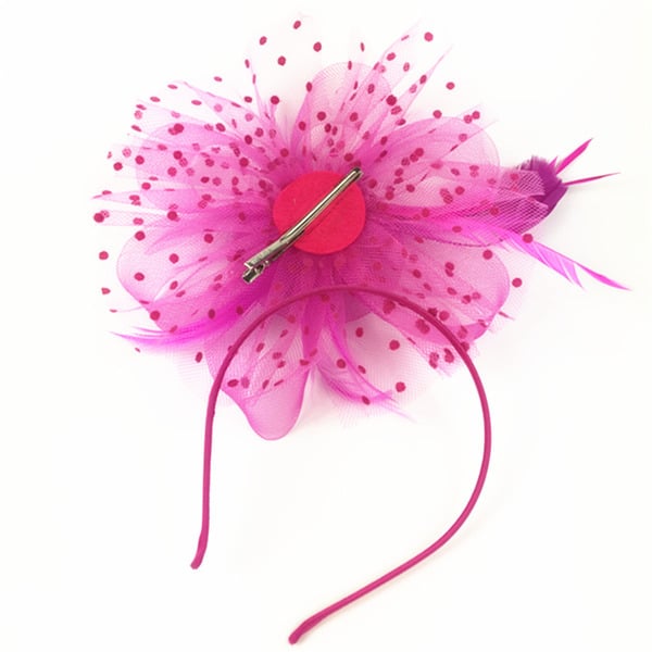 Women's Mesh With Faux Feather Polka Dot Kentucky Derby Fascinators With Clip Headband - Red