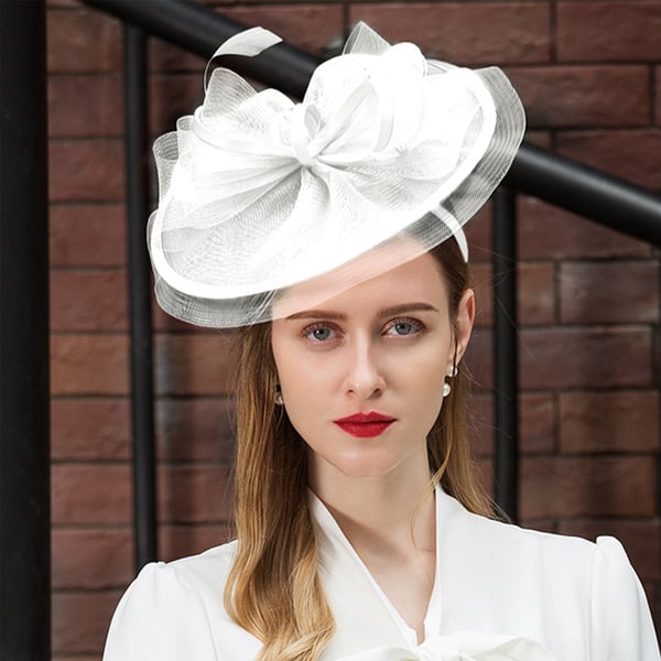Women's Mesh With Faux Feather Kentucky Derby Saucer Hats Fascinators With Headband