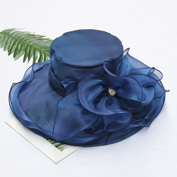 Women's Wide Brim Organza With Flower Kentucky Derby Church Hats #12