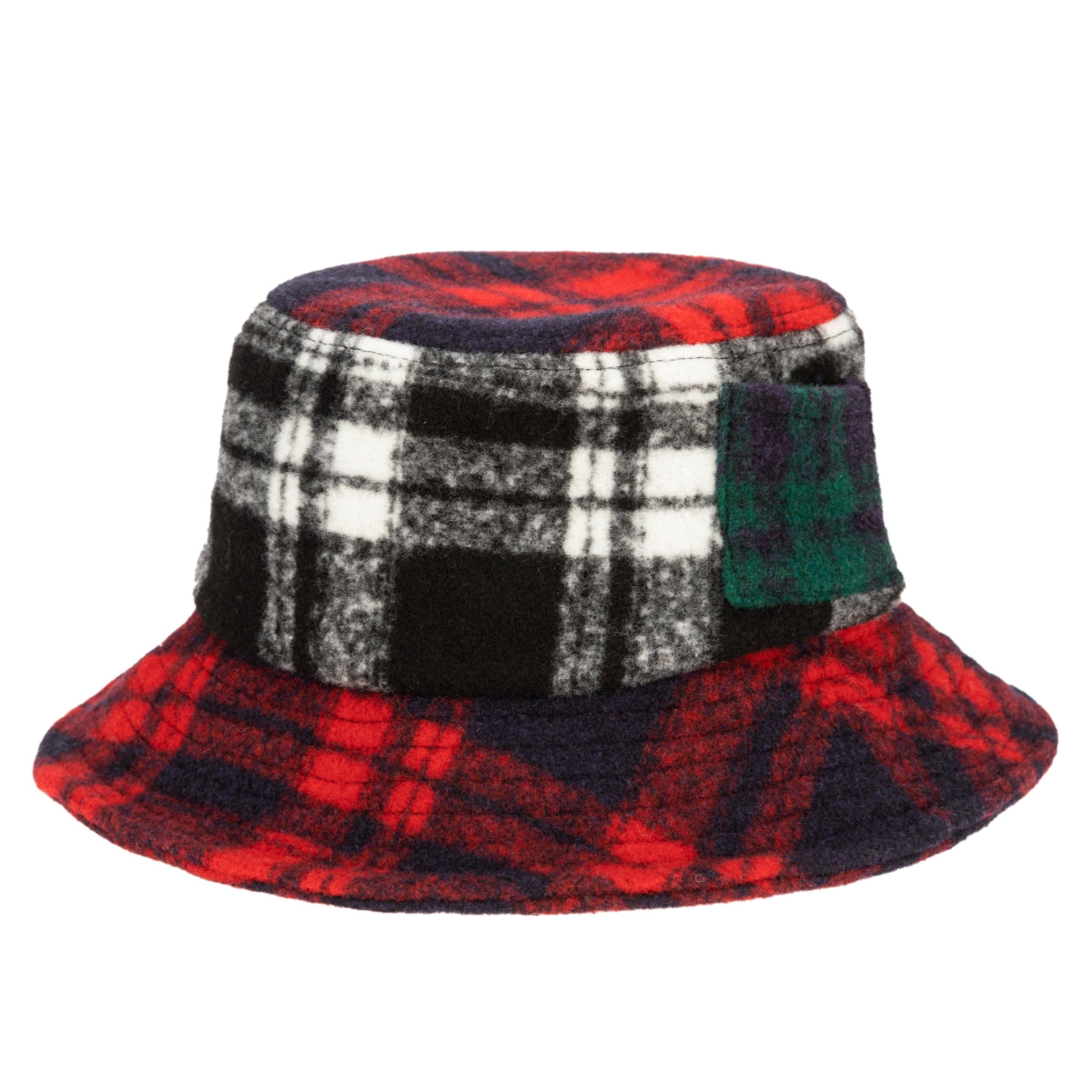 Plaid patch bucket cap