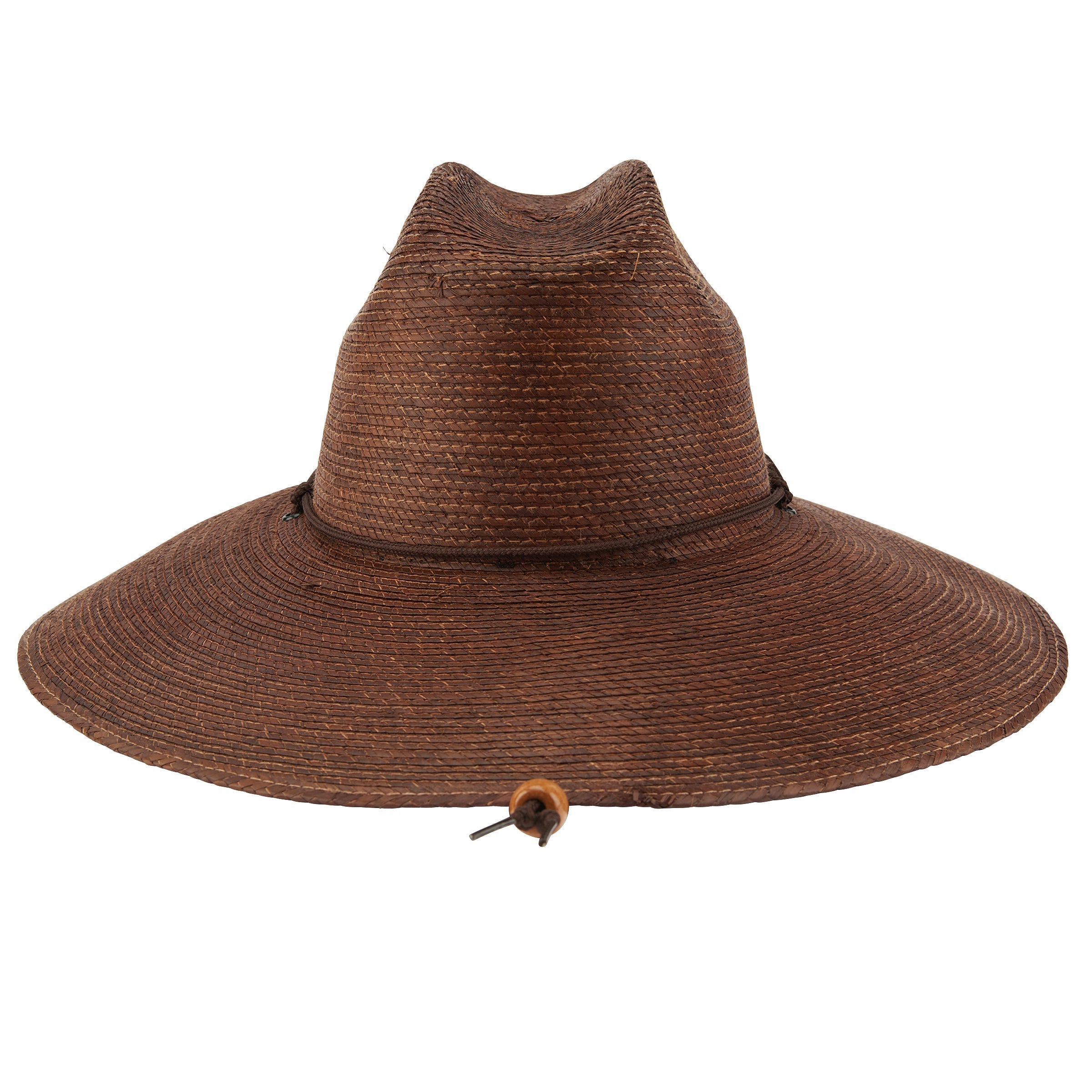 Structured wide-brim hat with chin strap