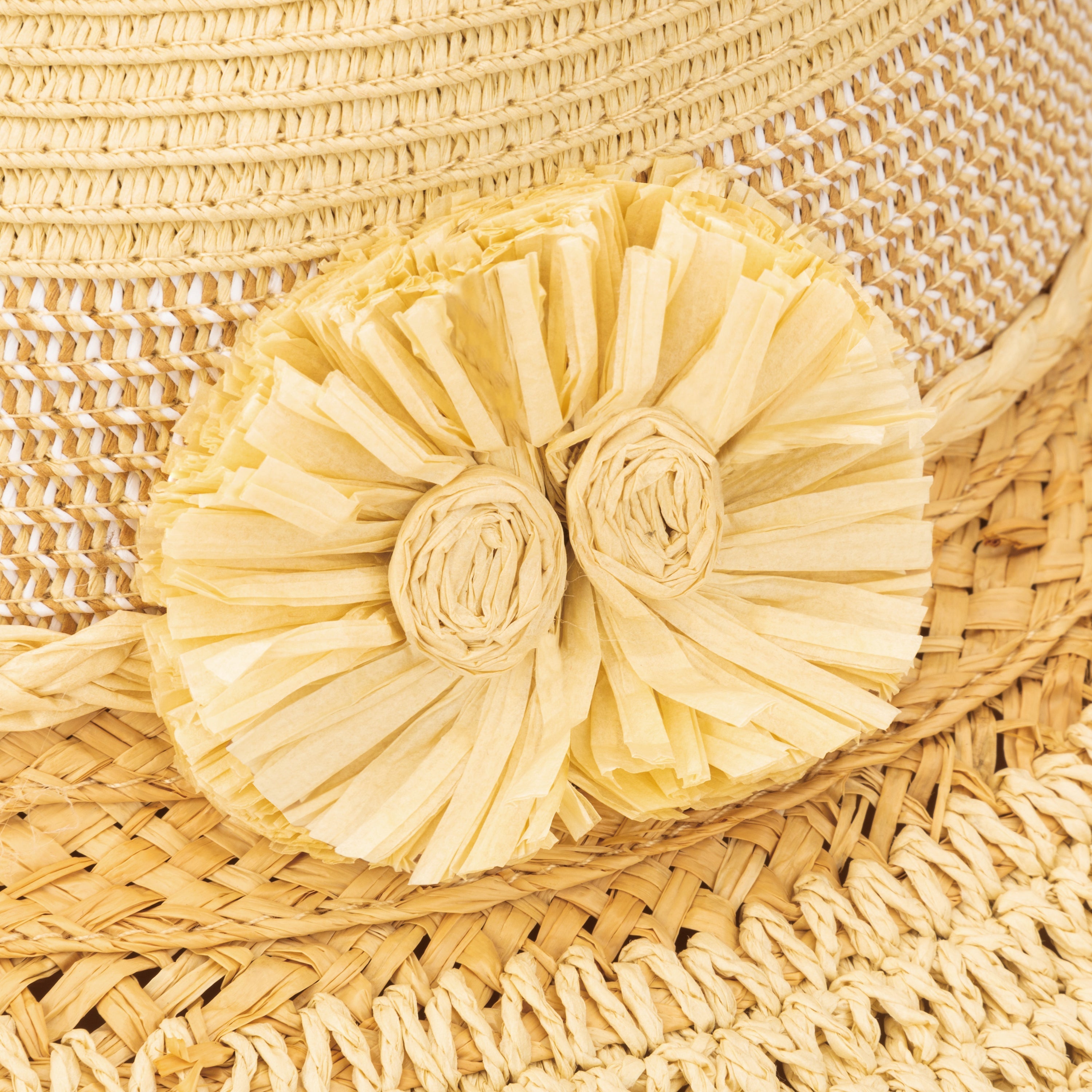 Floral-decorated wide brim hat