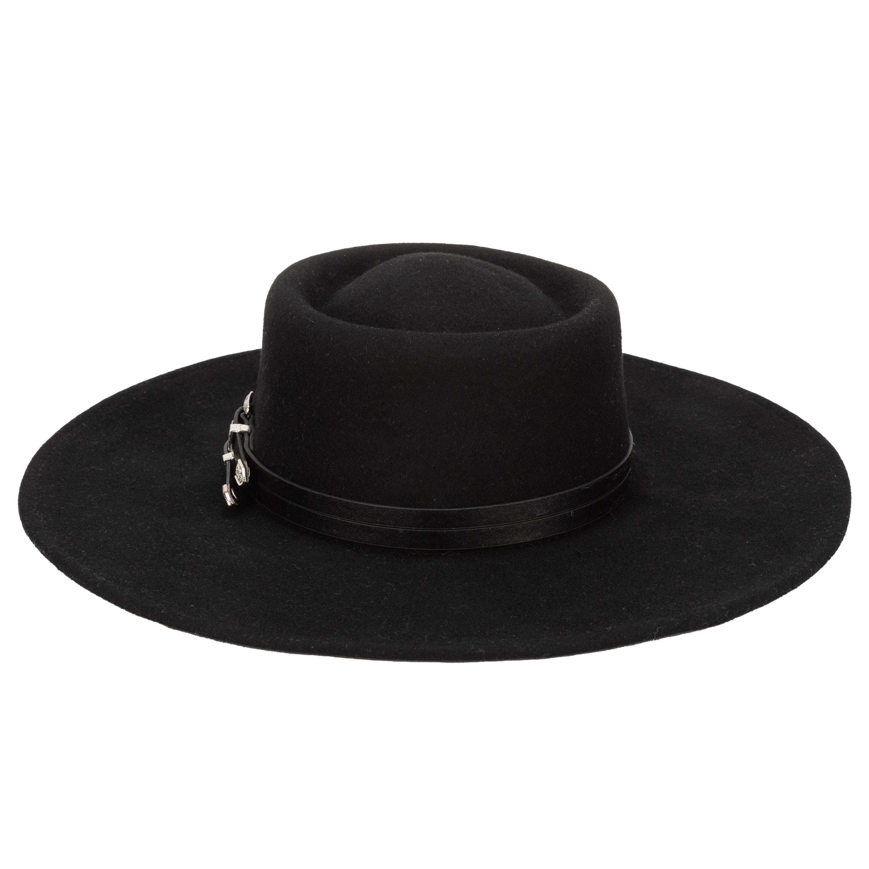 Buckle-adorned Wide Hat