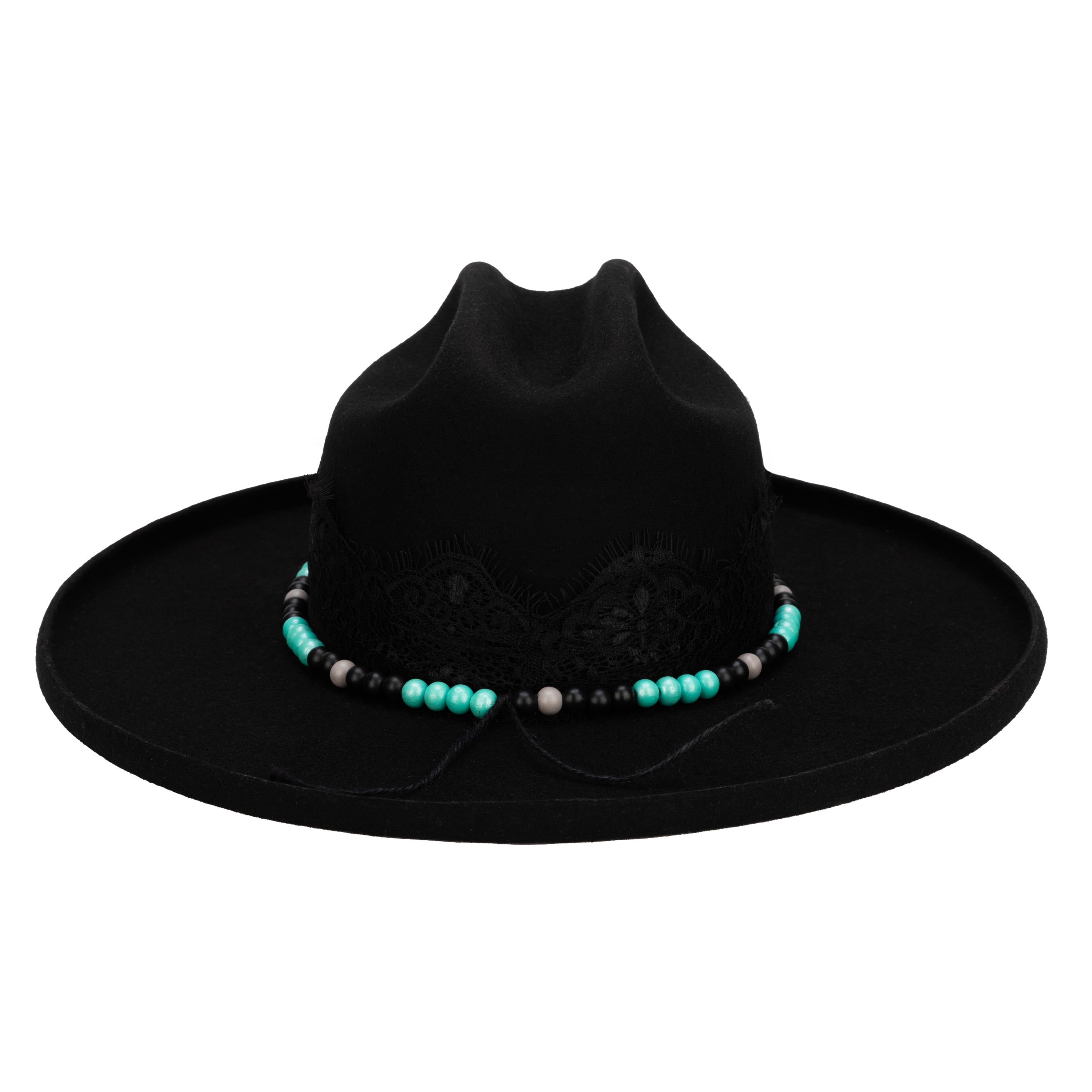 Beaded lace wide hat