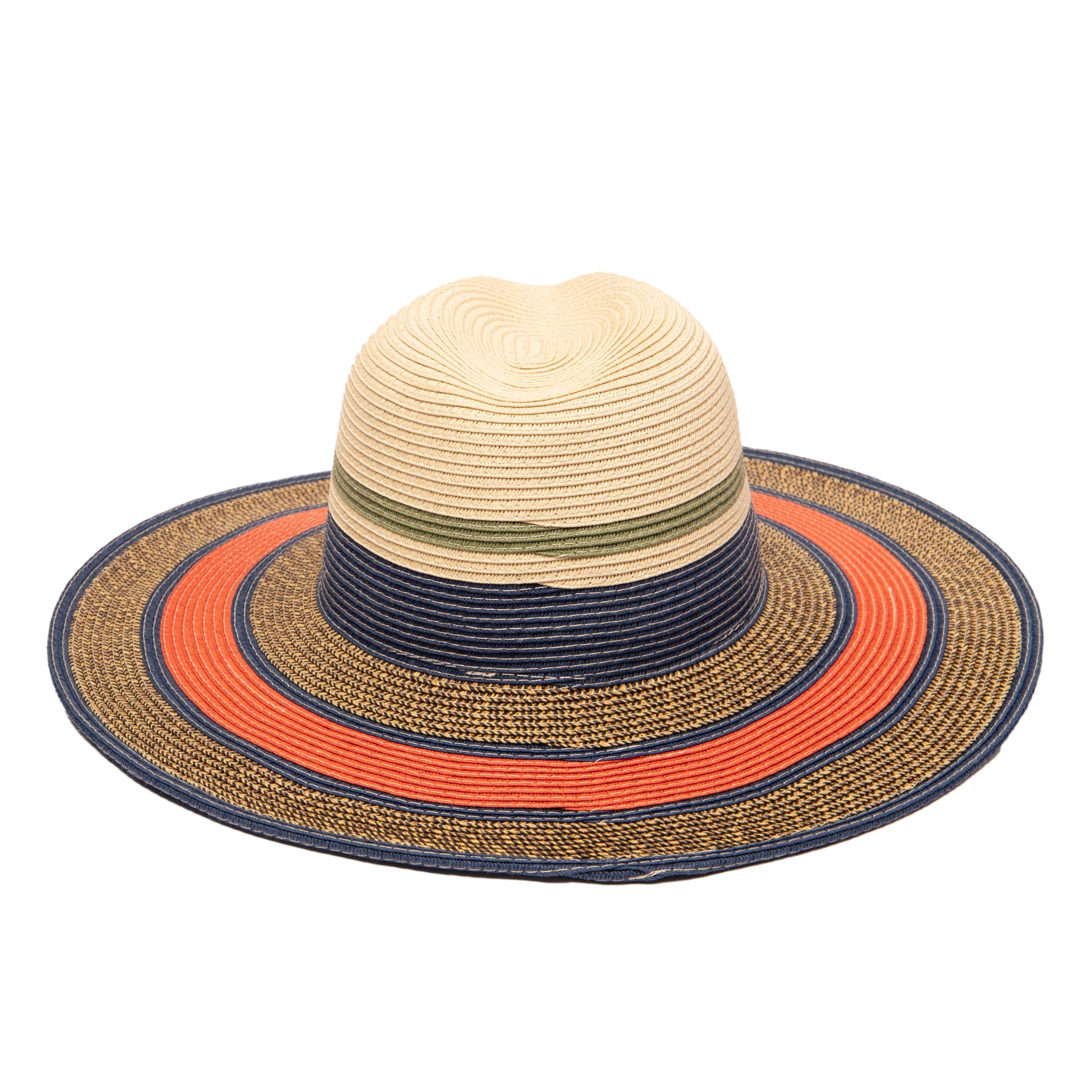 Striped wide-brim hat